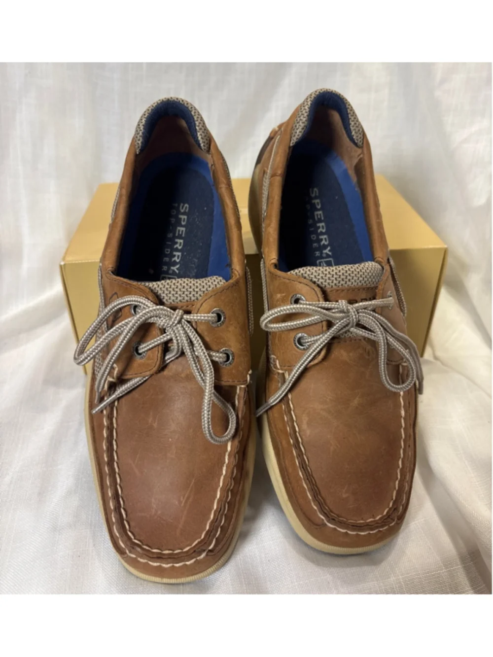Sperry Lanyard CB Boat Shoe Tan Leather sz 8.5
